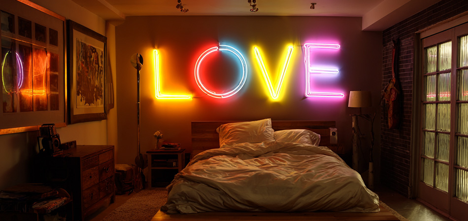 Custom neon wall letter signs for bedrooms