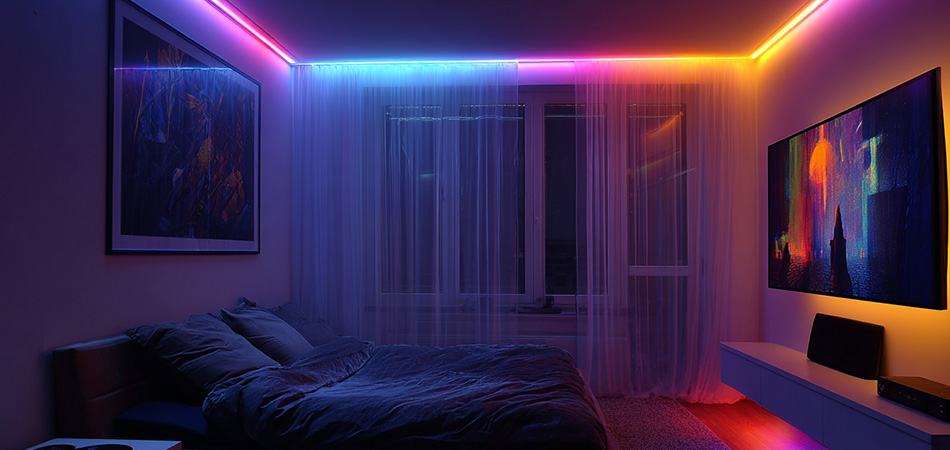 RGB neon strip wall lighting with remote