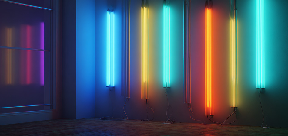Dimmable neon wall accent lighting systems