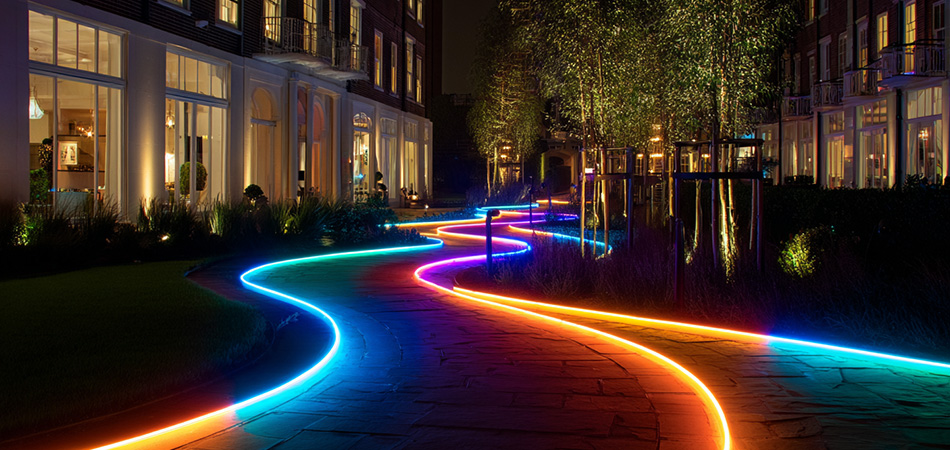 Weatherproof flexible neon strip lights for gardens