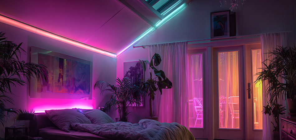 Dimmable neon LED strip lights for bedrooms