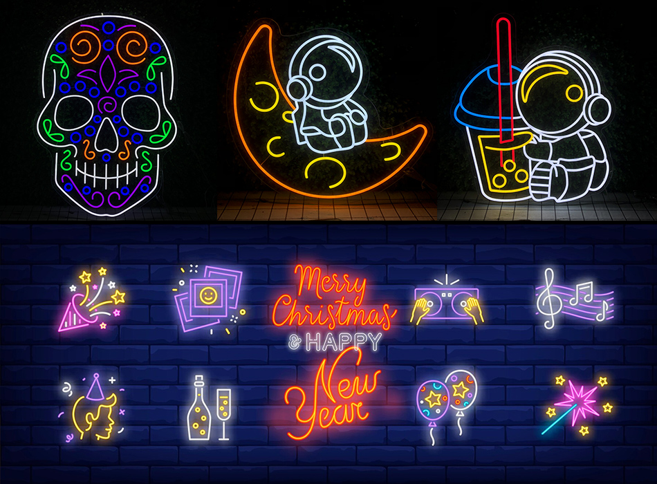 Custom neon bar signs with dimmable RGB lighting