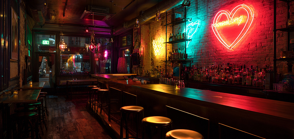 Custom neon bar signs with dimmable RGB lighting