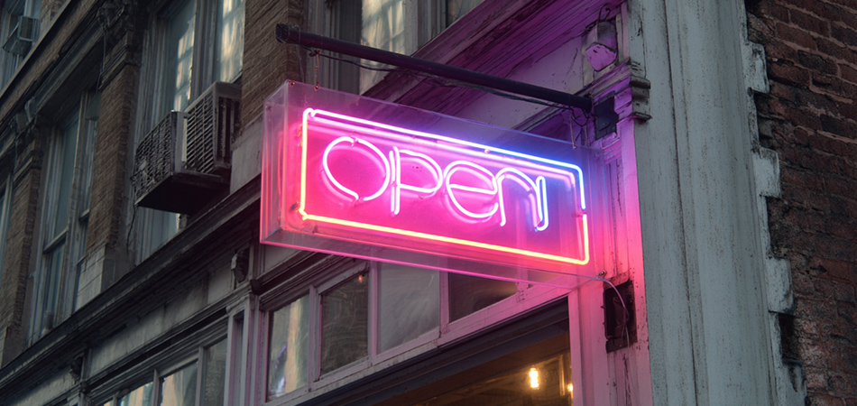 Weatherproof neon open sign for outdoor retail