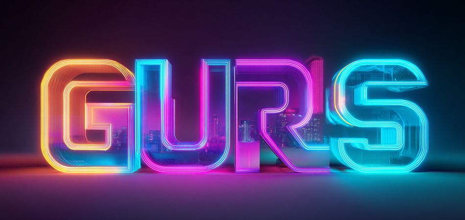 Custom neon letters with gradient color transitions