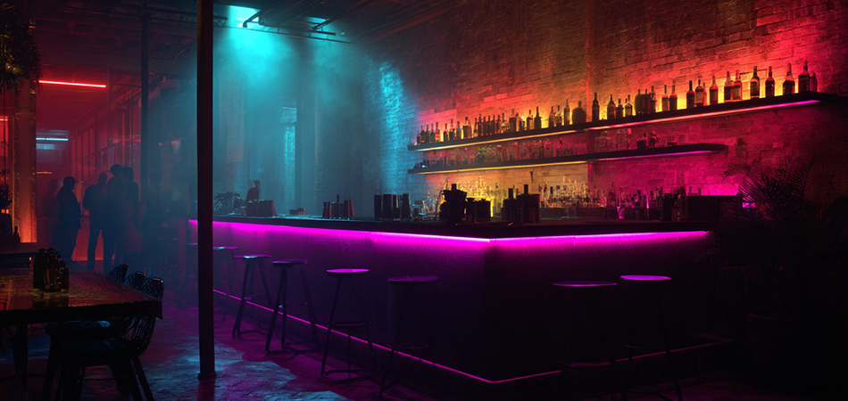 Smart app-controlled neon bar lighting systems