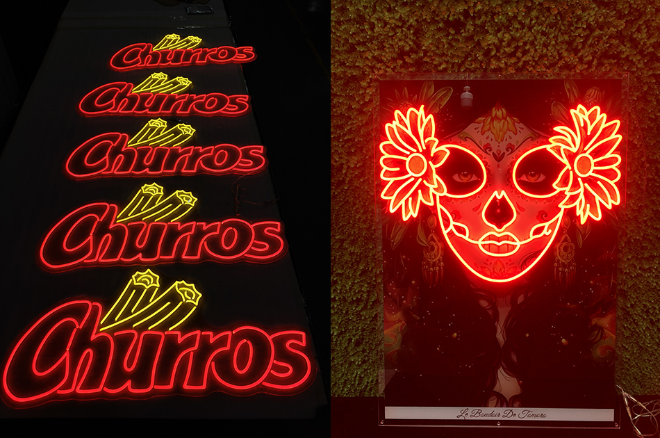 Branded neon signage for cafe counter displays