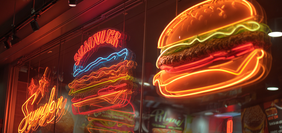 Custom neon menu boards for fast-food chains