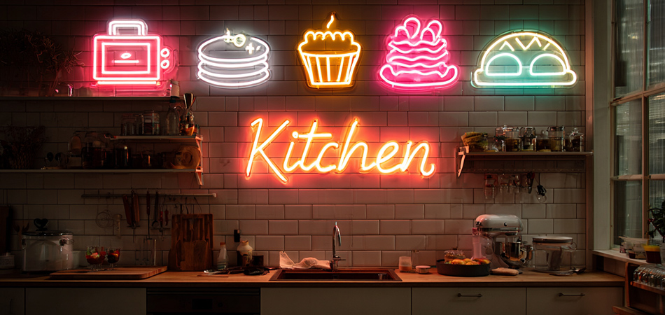 Hygienic washable neon signs for kitchen areas Hygienic washable neon signs for kitchen areas