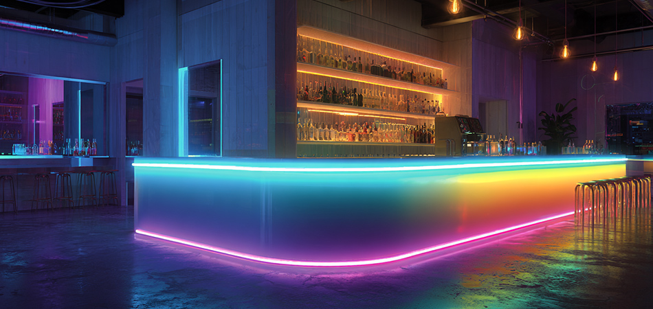 Dimmable RGB neon bar lights for restaurants