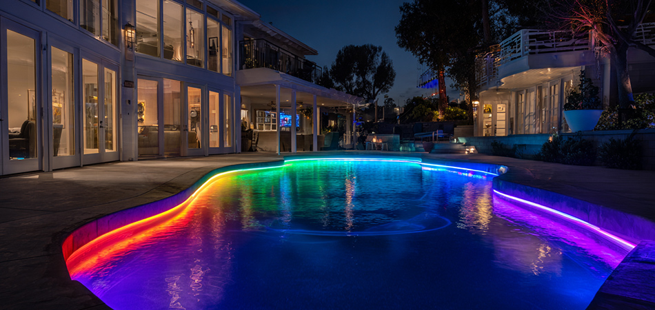 Smartphone-controlled waterproof neon pool lights