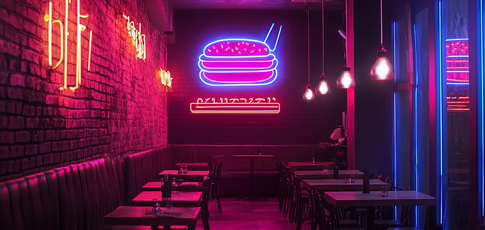 Anti-glare outdoor neon signage for highways
