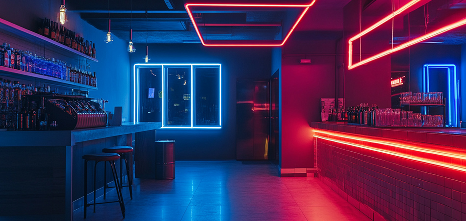 Commercial-grade neon ceiling systems