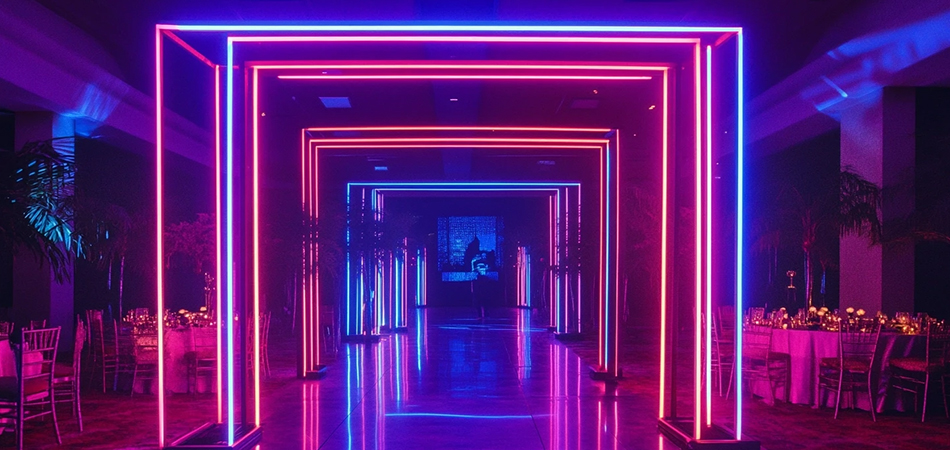 Neon lighting for concert stages