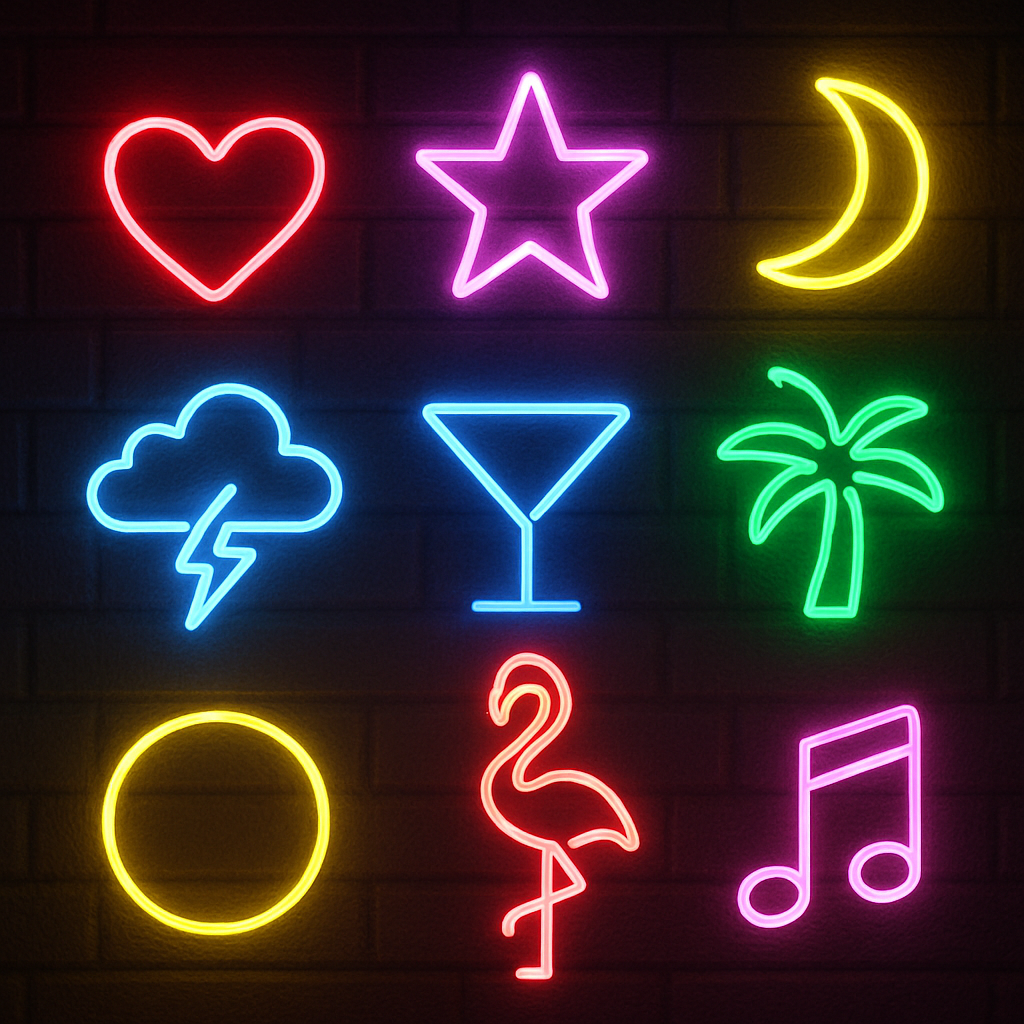 Mini neon light multicolored