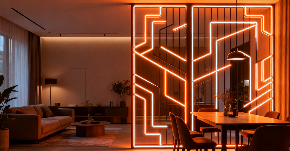 Decorative neon room divider lights