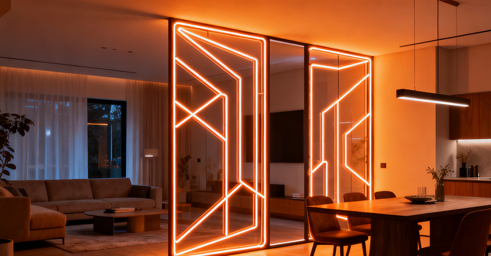Decorative neon room divider lights