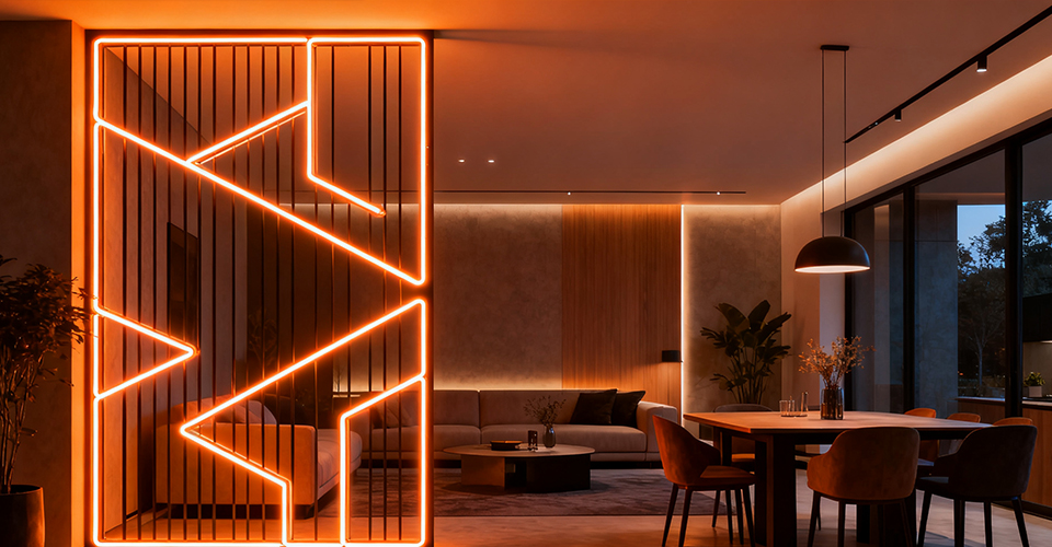 Decorative neon room divider lights
