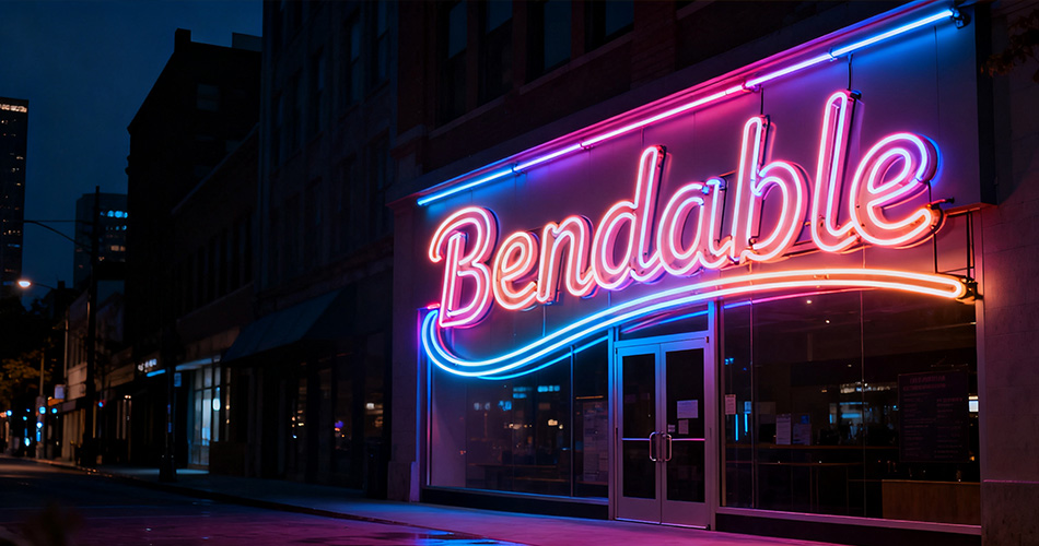Bendable neon for curved signage