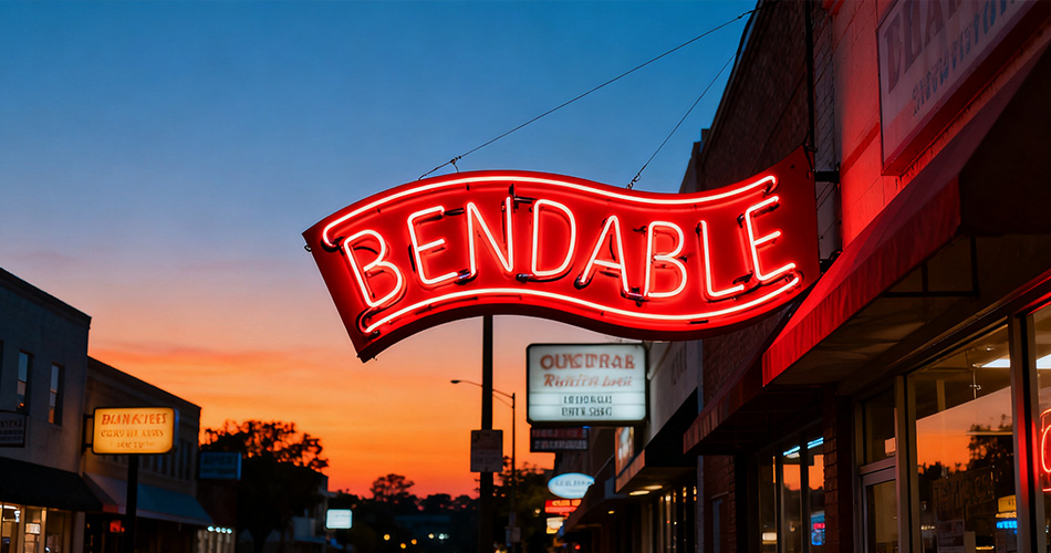 Bendable neon for curved signage