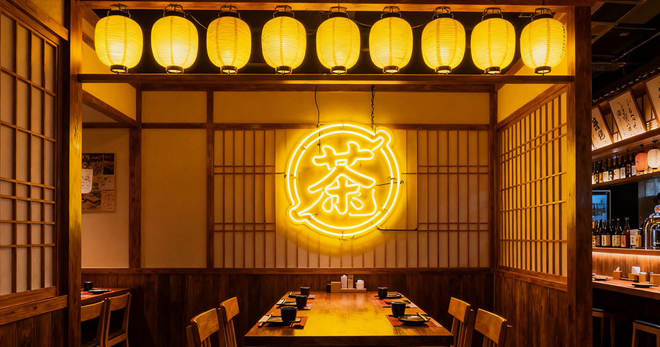 Neon lighting for restaurant interiors