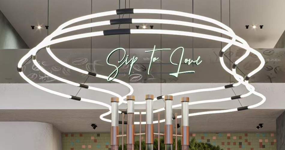 Commercial-grade neon ceiling systems