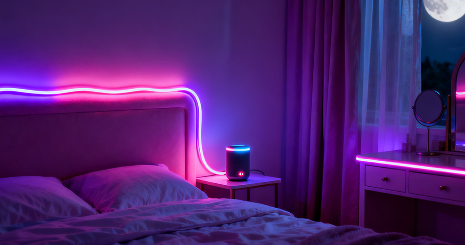 Voice-controlled smart neon strips