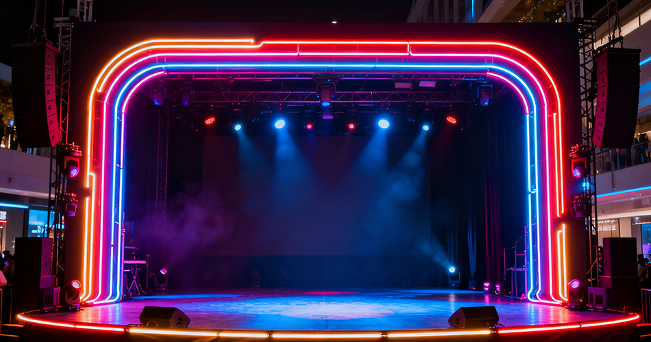 neon event stage border lights