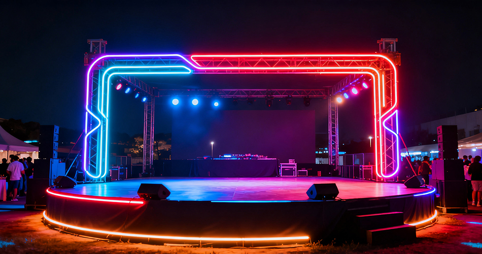 neon event stage border lights