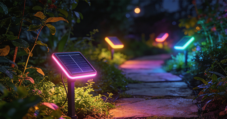 solar-powered outdoor neon garden lights
