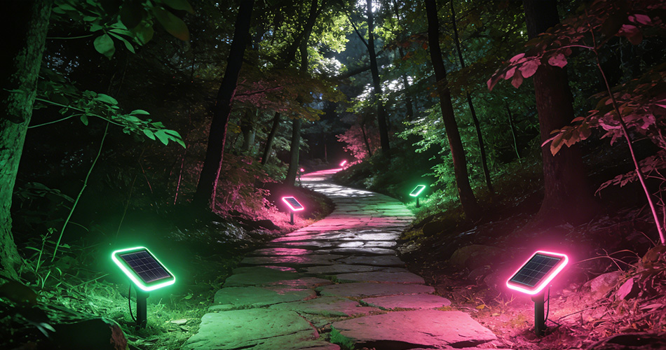 solar-powered outdoor neon garden lights