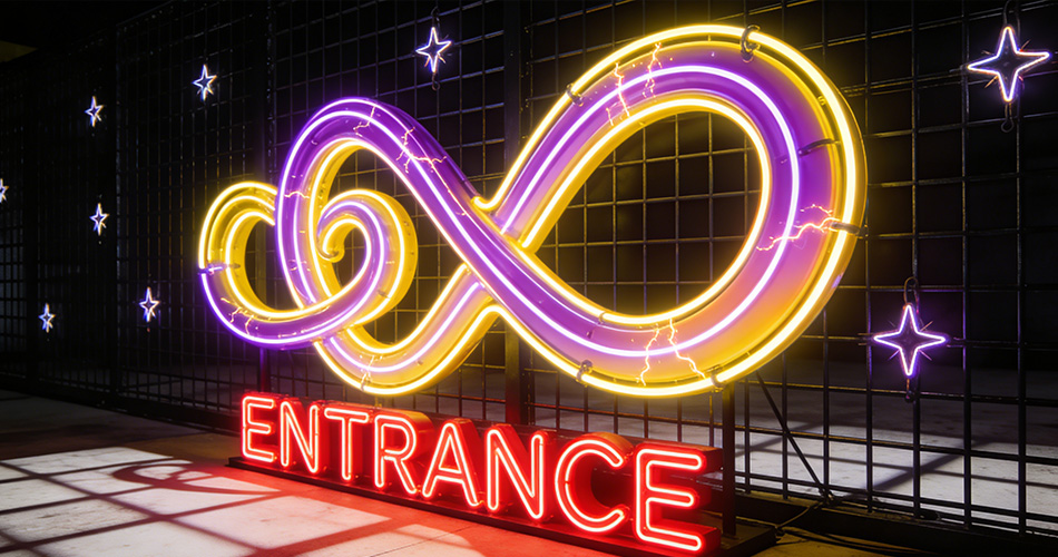 neon festival entrance signage