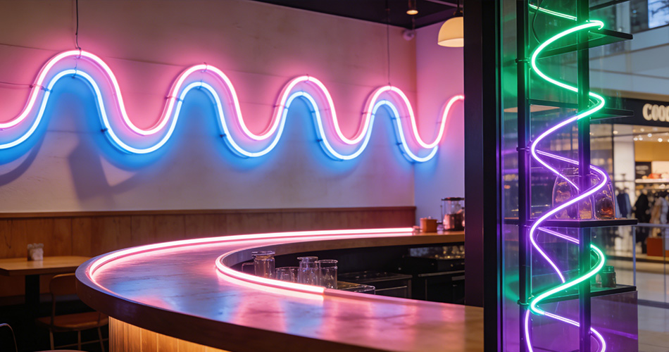 Bendable LED neon art installations