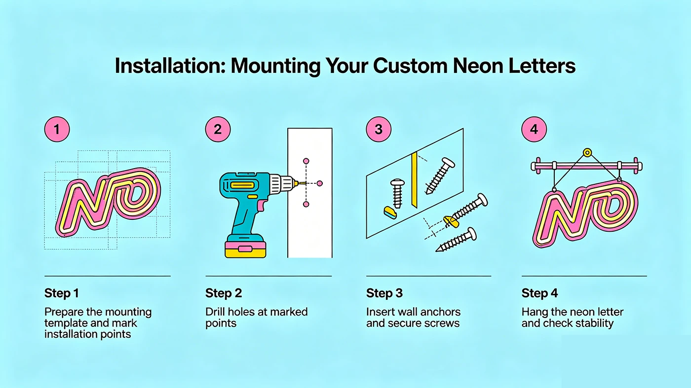 Installation: Mounting Your Custom Neon Letters