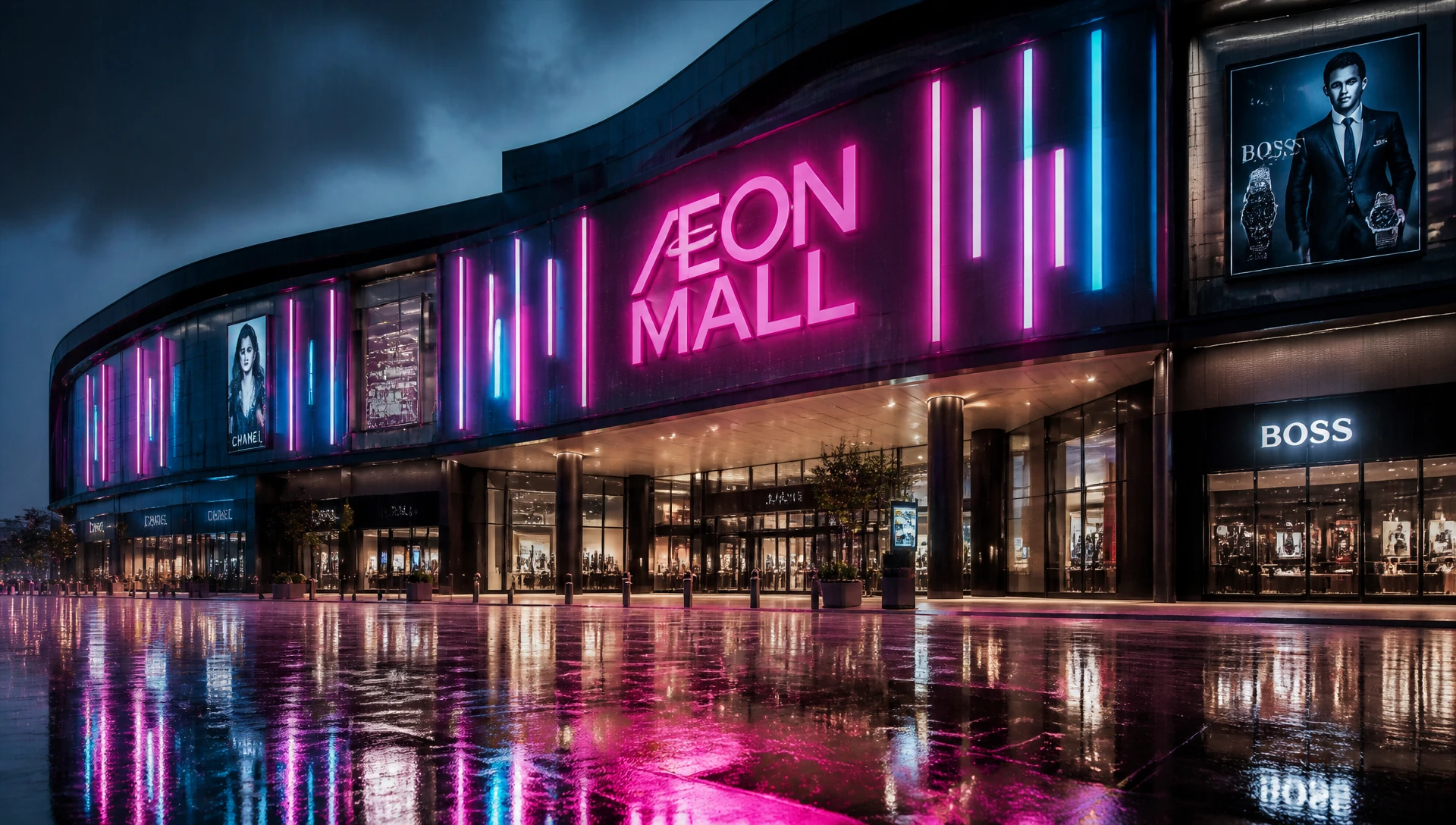 Outdoor installation of commercial-grade rgb neon tube signage systems showing IP68 weatherproofing and bright color uniformity on a commercial building facade during rain. Outdoor installation of commercial-grade rgb neon tube signage systems showing IP68 weatherproofing and bright color uniformity on a commercial building facade during rain.