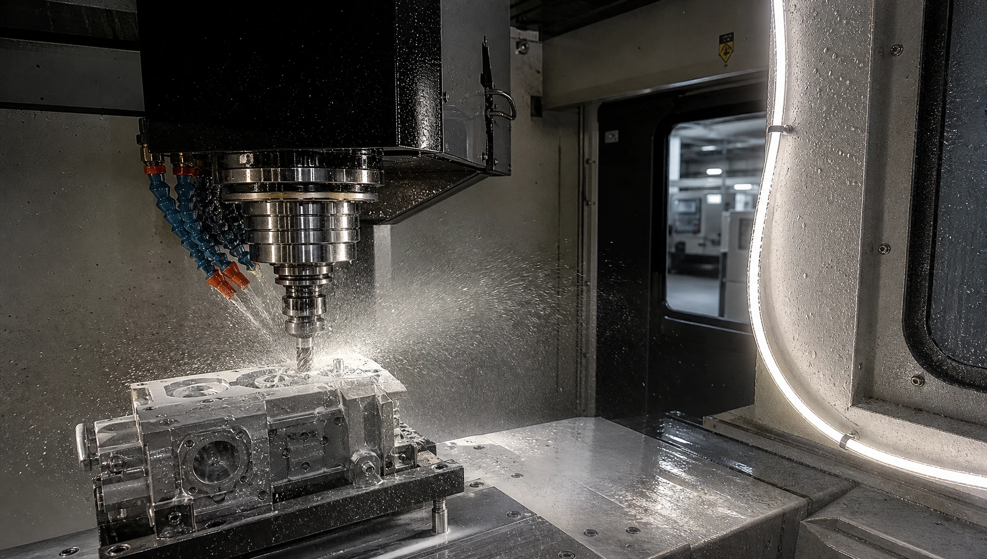 IP67 silicone neon strip light installed inside CNC machining station for industrial task lighting IP67 silicone neon strip light installed inside CNC machining station for industrial task lighting