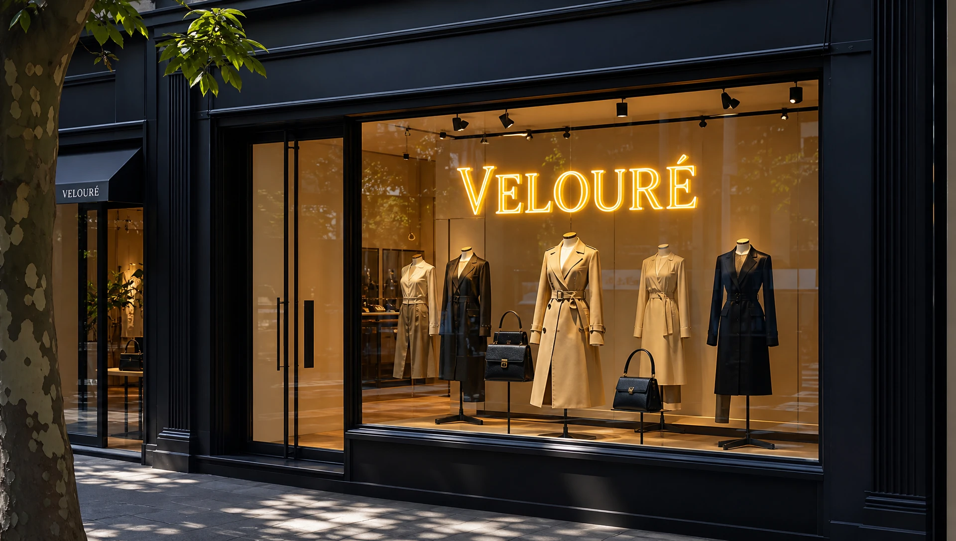 High-impact neon signage for retail storefronts displayed in luxury boutique window